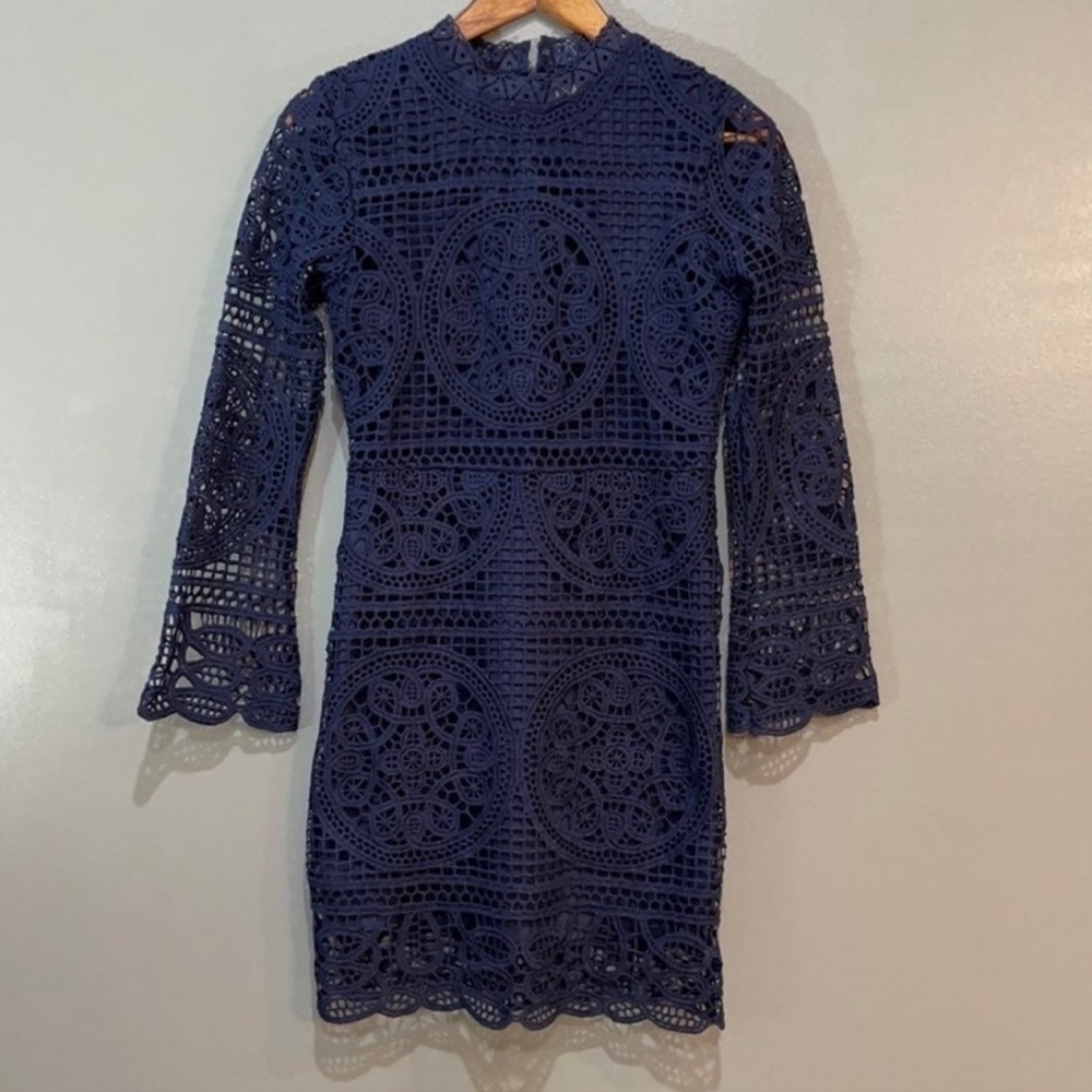 Ever After navy blue long sleeve lace dress